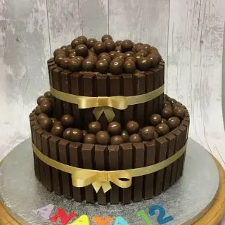 2 tier kitkat theme cake 