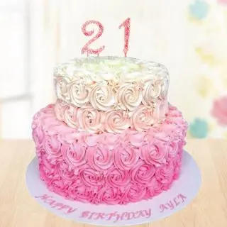 2 tier strawberry vanilla floral cake in 2 kg 