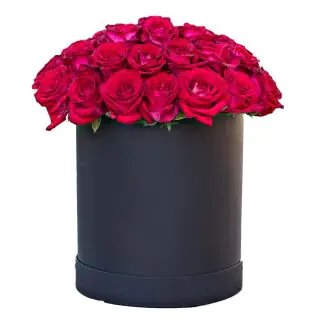30 red roses in black Box  packing 