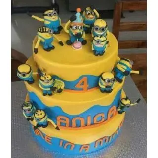 3 storey minion theme cake in 5 kg 