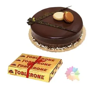  chocolate fantasy fresh cream cake with set of 3 toblerone
