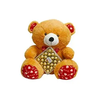 3 feet height Big Teddy bear with box of 24 pcs ferrero rocher chocolates