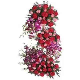 3 storey Arrangement of lavender orchids with 3.5