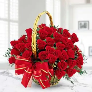 40 red roses basket arrangement 
