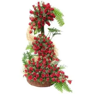4 feet height arrangement of red roses