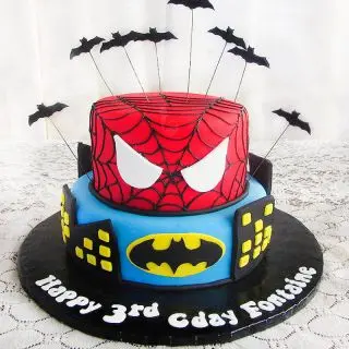 4 kg spiderman batman 2 storey  theme cake 