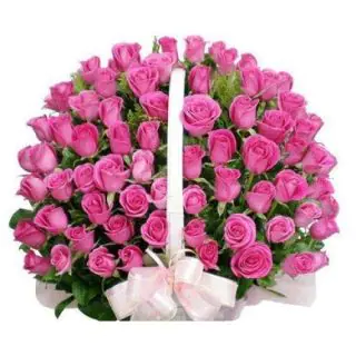basket of 50  pink roses