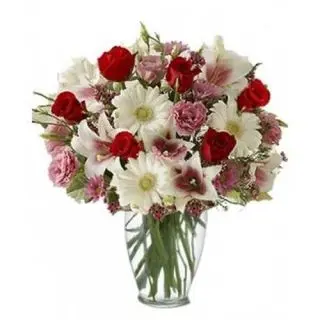 6 Gerberas+10 roses+3 oriental lilies Arranged in