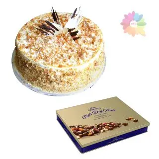  butterscotch fresh cream cake with box of cadburys premium chocolate 