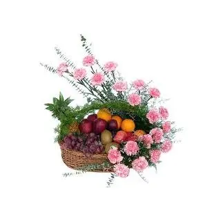 3 kg mix fruit basket with pink carnations 