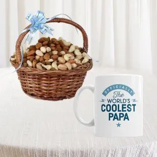 Basket of 1 kg assorted nuts with photo mug 