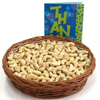 Basket of half kg cashew with rakhi card 