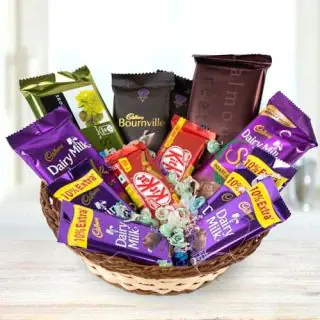 Basket of temptations, bournville, dairymilk , kitkat chocolates 