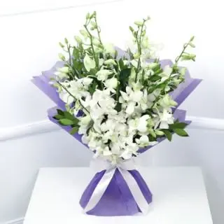 Bouquet of 10 white orchids 