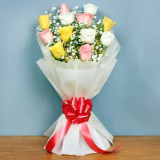 Bunch of 12 mix colour roses 