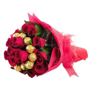 ferrero rocher chocolate bouquet with red roses