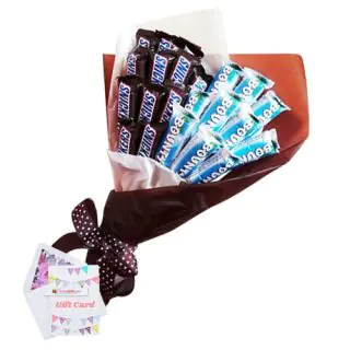 Chocolate bouquet of 20 snickers and bounty chocolates 
