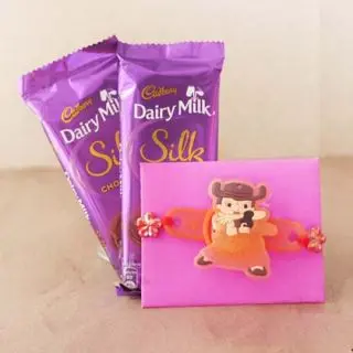 chota bheem rakhi with set of 2 dairy milk silk 