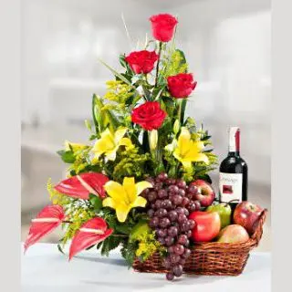  Floral Arrangement of Roses, Lilies