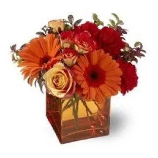 Gerberas ,roses,carnations in vase