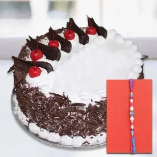 HAlf kg black forest cake with rakhi 