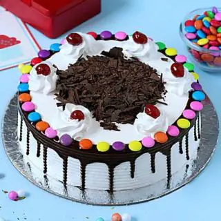  black forest fresh cream cake with gems topping 