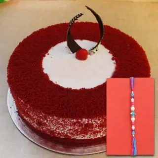 Half kg red velvet cake with rakhi 