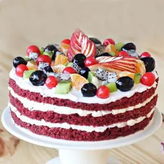 red velvet premium fruit birthday cake 