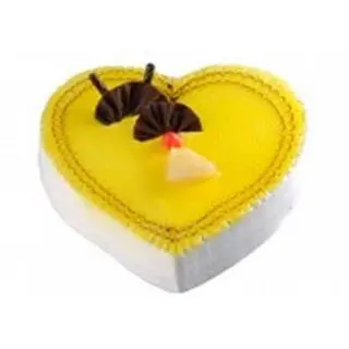 Heart Shape Pineapple Fresh Cream Cake 1 kg