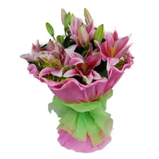 Pink lilies bunch