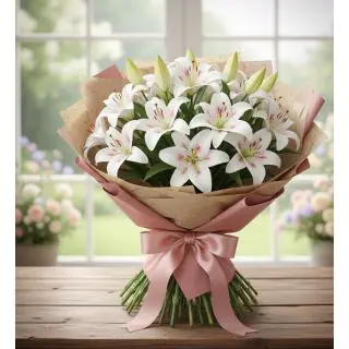 White Oriental Lily Bouquet
