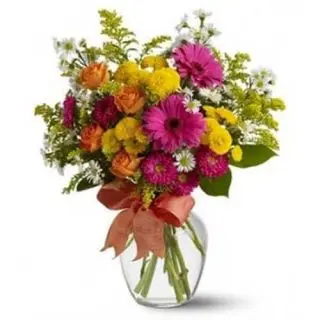 Mix flowers in Glass Vase