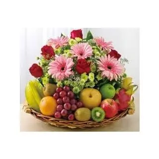 Flowers and 3 kgs mix fruit basket