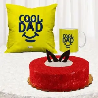 photo cushion, photo mug with half kg red velvet cake 