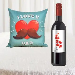 Photo cushion with bottle of wine 