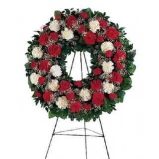 Red And White Carnations Wreath