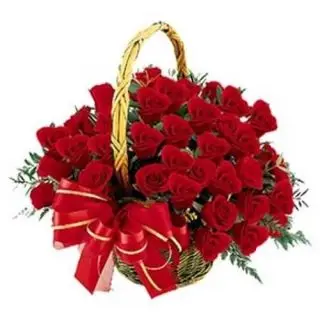 Beautiful and rich looking Basket arrangement of 30 Red Dutch Roses