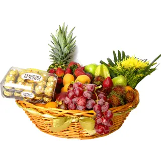 Mix Fruit Basket with Rocher Ferrero Chocolates