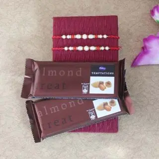 set of 2 rakhi with 2 bournville chocolates 