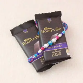 set of 2 rakhi with 2 bournville dark chocolates 