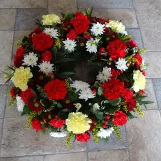 Small size wreath of 50 mix flowers condolence 