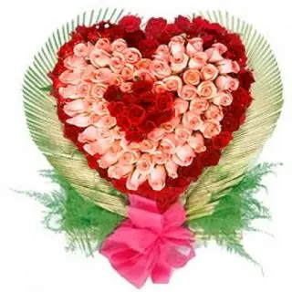 Splendor of love ... A beautiful heart shape Arrangement of 75 red and pink roses giving a perfect look