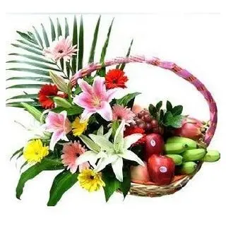 Fresh lilies with mix colour gerberas arranged