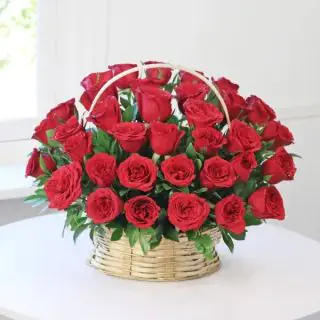 Basket Arrangement of 25 red roses 