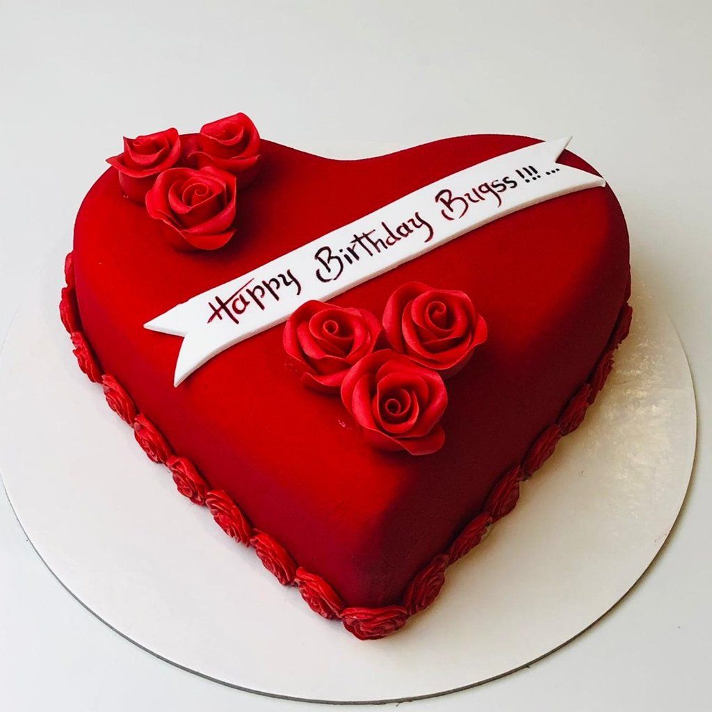 Happy Birthday Red Velvet Cake Heart Shape